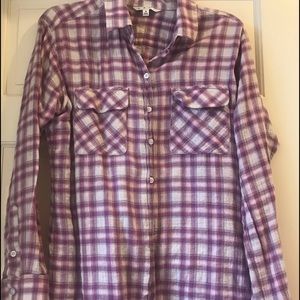 CAbi Plaid Shirt with Tied Back